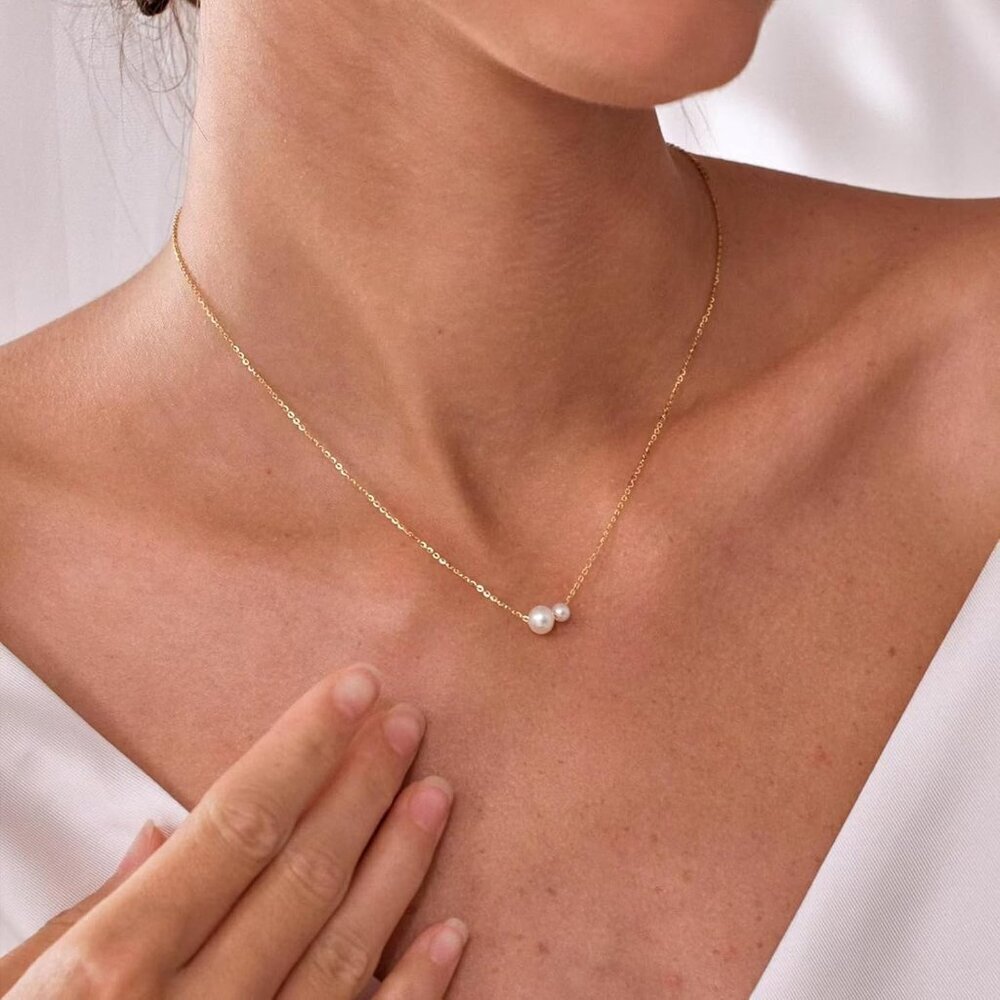 🆕 Women Gold Pearl Choker Necklace Trendy Chain Layered Birthday Jewelry Gifts - Picture 4 of 7